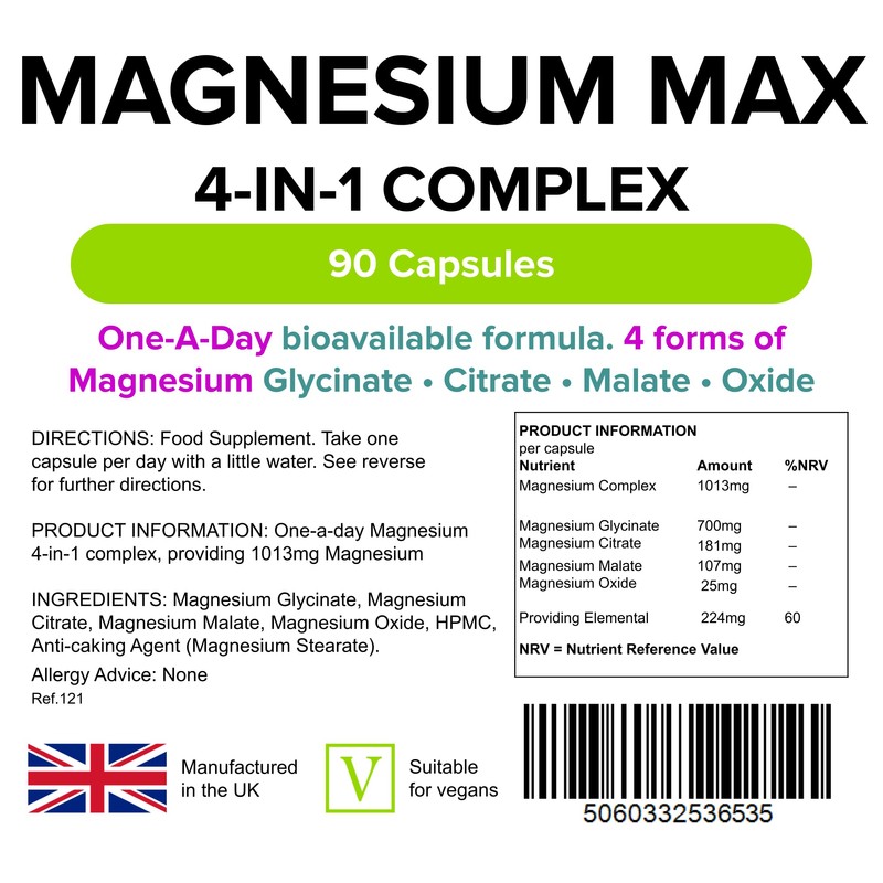 Lindens - Magnesium Max 4-in-1 Complex, 90 Caps - 1