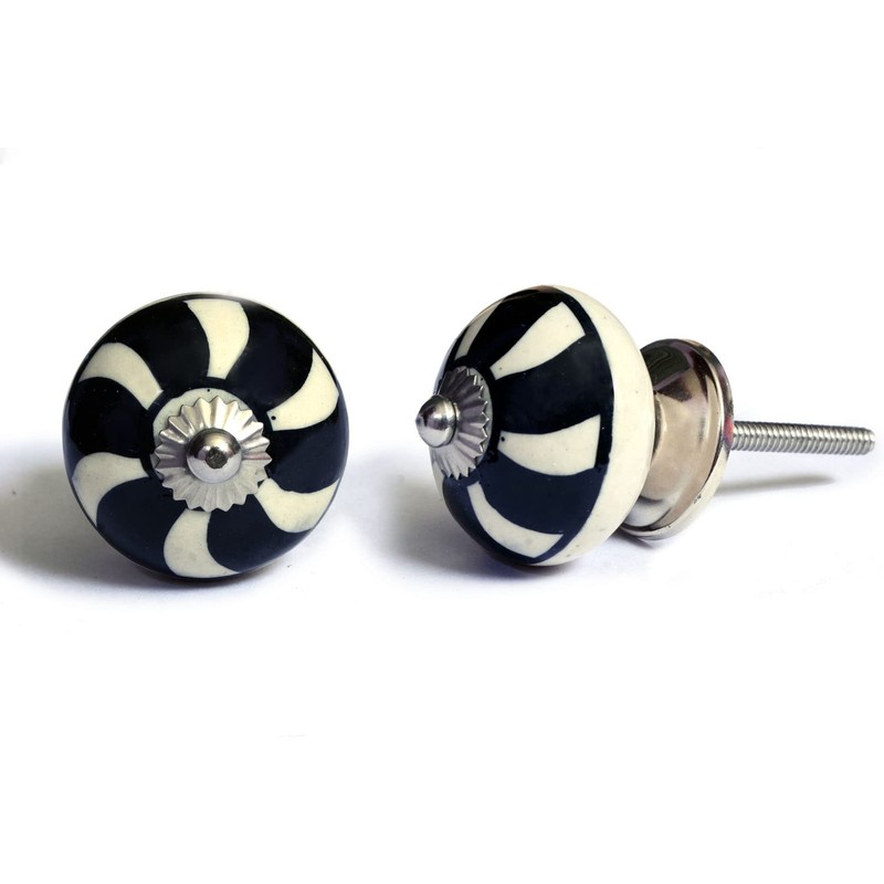 Nacnic Set of 12 hand-painted black and white ceramic knobs