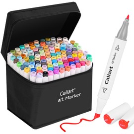 Caliart 121 Colors Dual Tip Art Markers Sketch Pens, Easter Basket Stuffers for Kids Teens Toddler, Permanent Alcohol Based Markers for Adult Book Eggs Decorations Gift Drawing Supplies Kit