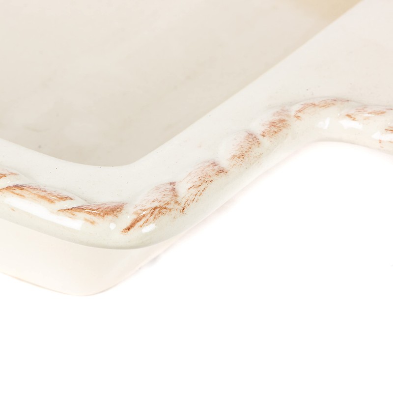 Original Scrolled Acanthus Ceramic Cream Baking Dish With 16-Inch By