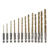 13 PCS Quick Change HSS Titanium Drill Bits Hex Shank