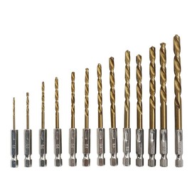 13 PCS Quick Change HSS Titanium Drill Bits Hex Shank Set Soft Metal Wood Timber