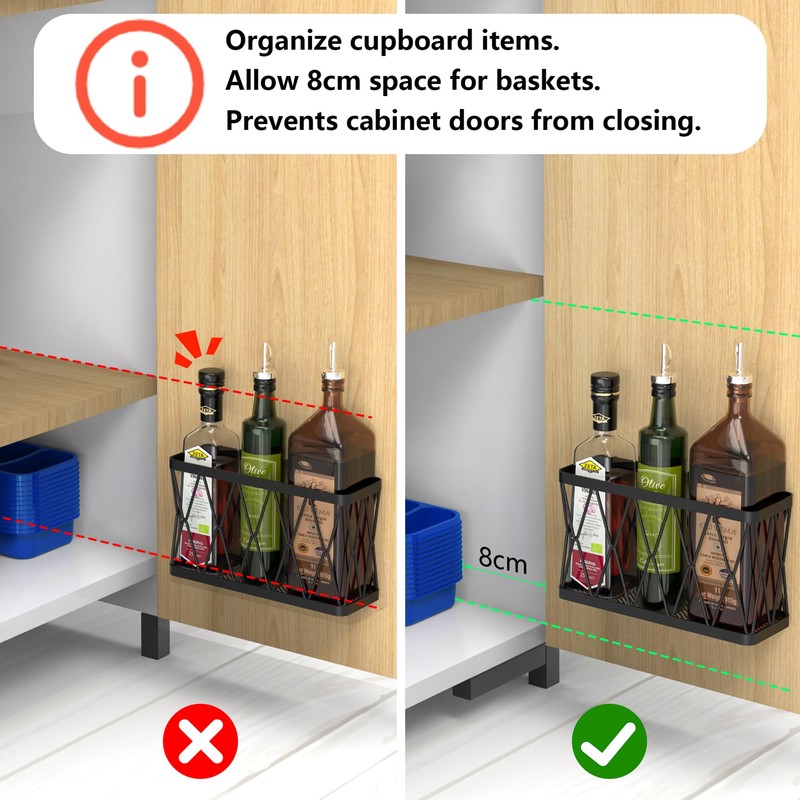 YIGII 3 Pack Adhesive Cabinet Organizer - Wall Mounted Pantry