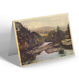 GREETING CARD - Vintage Derbyshire Millstone Edge & River Derwent, Hathersage b