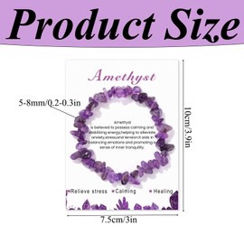 klahh Natural Raw Amethyst Bracelet,Healing Rose Quartz Jewelry Stretch Crystal Beaded Bracelet Positive Energy - Beautiful Gemstones for Women