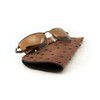Brown Genuine Ostrich Skin Soft Glasses Case