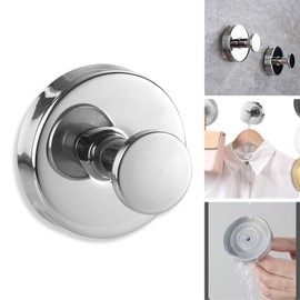 Boxonly No-Drill Suction Hooks,2024 Upgraded Stainless Steel Waterproof Hooks for Bathroom,Shower,Kitchen,and Mirrors–Heavy Duty Towel Holders (Glossy Silver)