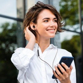 ionX Wired Earbuds, Wired Headphones with Microphone, in Ear 3.5mm Corded Earphones with in Line Volume Controller, Black