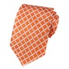Elfeves Men Orange Check White Fine Striped Tie Regular Narrow