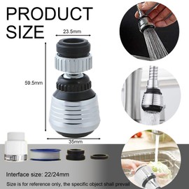 Pack of 2 Tap Extension, Flexible Tap, Aerator, 360° Tap Insert, Rotating Tap Attachments, 6 cm Tap Aerator for Tap, for Bathroom, Kitchen Tap