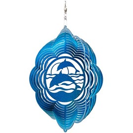 SWEN Products Dolphin Cloud Swirly Metal Wind Spinner