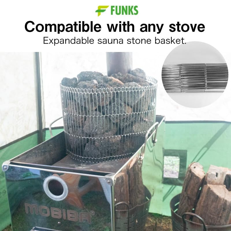 FUNKS Sauna Stone Basket Holder Cage Stoves Stainless (22cm)