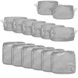 HYuMCCyhT Outdoor Cushion Covers Replacement Patio Cushion Covers for Outdoor Sectional Sofa for Wicker Rattan Patio Furniture Conversation Set with Zipper Fit (14, 25.6" Light Grey)