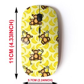 mouse inalámbrico 2.4G con bonito diseño de patrón para todas las computadoras portátiles y computadoras de computadora con nano receptor - Monkey plátano
