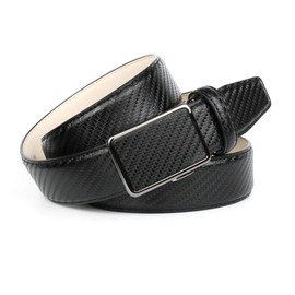 Anthoni Crown Carbon Leather Men's Belt Black, Automatic Buckle in Black Metallic, 35 mm, Perfect with Bussines Suit or Jeans, Model 4137KB10, Black (Black 010)