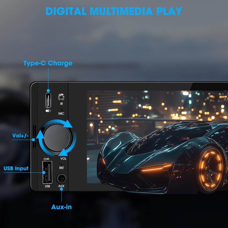 SOUNDKITS Single Din Car Radio with CarPlay: Bluetooth Car Stereo