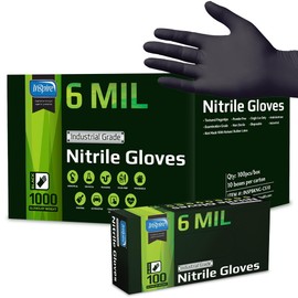 Inspire Black Nitrile Gloves | HEAVY DUTY 6 Mil Nitrile THE ORIGINAL Nitrile Medical Food Cleaning Disposable Gloves (Small, 100, Count)