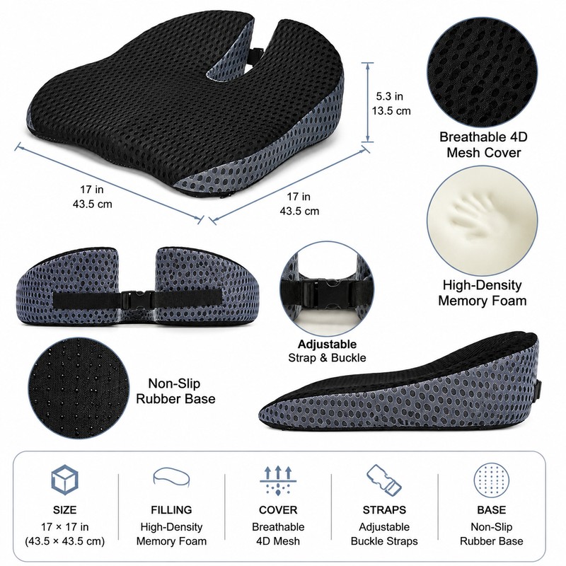 Four Seasons Memory Foam Car Seat Cushion for Driving –