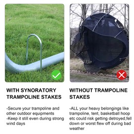 Trampolines Wind Stakes Heavy Duty U Type Sharp Ends Safety 12inch Ground Anchor Galvanized Steel for Soccer Goals, Camping Tents and Huge Garden Decoration (Trampoline Anchors 8pcs)