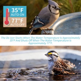 COICOTTC 250 Watt Pond De-Icer with Thermostat, Cast Aluminum Submersible Bird Bath Heater, Heated Chicken Water, Power Cord 9.8 Ft