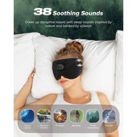 LC-dolida Sleep Headphones, White Noise Bluetooth Sleep Mask 3D Wireless Eye Mask for Sleeping, Sleep Mask with Bluetooth Headphones for Side Sleepers Travel Yoga, Cool Gifts for Men Women