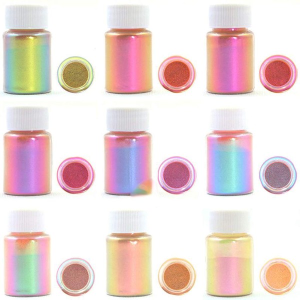 9 x 10 g Epoxy Resin Paint, Mica Powder Pigment Pearlescent Magic Discoloured Epoxy Resin Dye Glitter Colour Resin Powder Paint Soap Paint Pigment Powder Mica Powder for Artwork