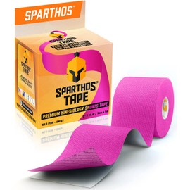 Sparthos Kinesiology Tape - Incredible Support for Athletic Sports and Recovery - Free Kinesio Taping Guide! - Wrap Neck Body Pain Skin Strips Medical Water Proof Boobtape Pro - Uncut (Pink)