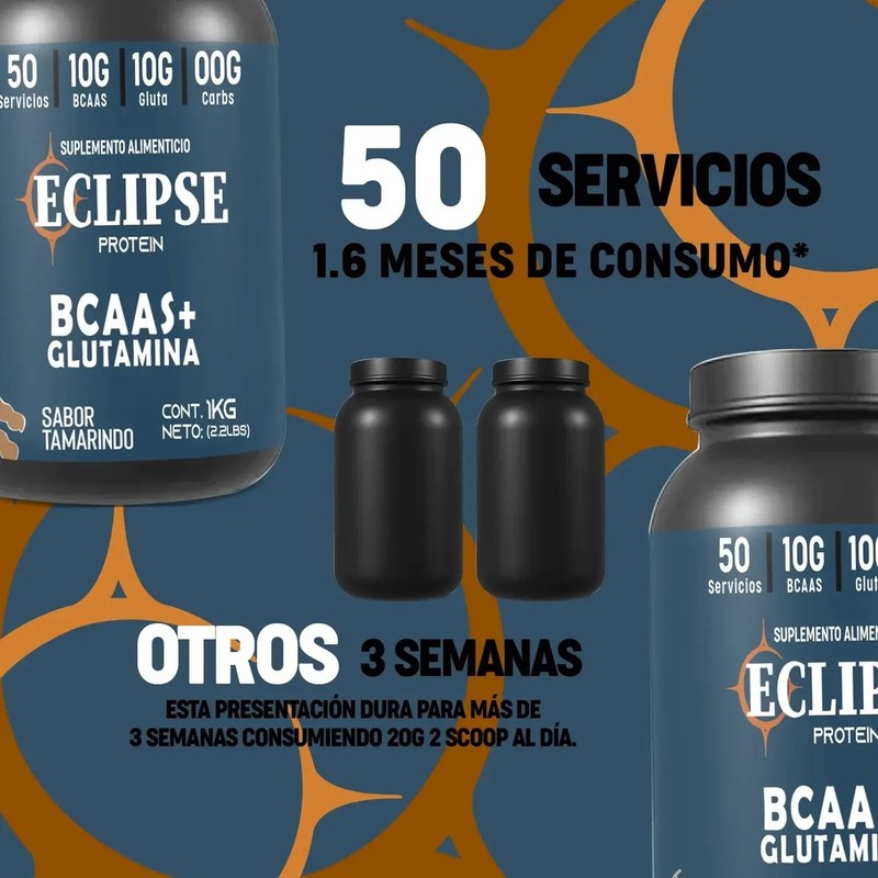 Aminoácidos Bcaas Glutamina Eclipse 1kg Varios Sabores