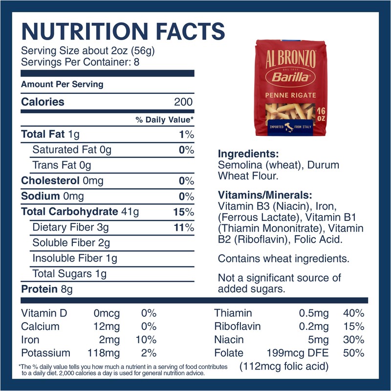 Barilla Al Bronzo Penne Rigate Pasta (1 lb), Bronze Cut