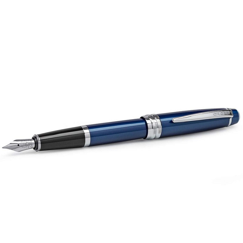 Cross Bailey Pluma estilográfica, Azul y Cromo, + 6 Cartuchos