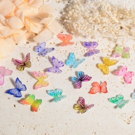 MEILINDS 100pcs 3D Butterfly Nail Charms Resin Nail Art Decorations Mix Colors Butterflies Shape Charms for Manicure Nail Art DIY Crafts Jewelry Accessories