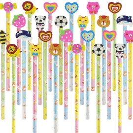 SULOLI Pencils with Rubbers on The End,24PCS Pencils for Kids Pencil and Rubber Set Pencils for Party Bags Gifts