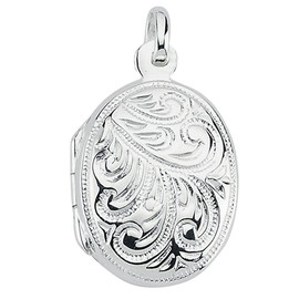 Vinani 2AMI-F500 India Design Locket with Openings Shiny with Fiorentina Chain Sterling Silver 925 Chain Italy, Sterling Silver, No Gemstone