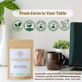 Exotic Veda Barley Grass Powder 100g – 100% Pure & Natural Green Superfood – Vegan, Gluten-Free, Non-GMO – Rich in Chlorophyll, Fiber & Antioxidants – Supports Digestion, Energy & Daily Wellness