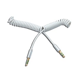 System-S Audio Cable 150 cm 3.5 mm Stereo Jack Male to Male Spiral in White