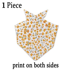 CENWA 1 Piece California Poppy Dog Bandana Golden Poppies Over the Collar Dog Bandana California Gift Poppy Lovers Gift (Poppy D)