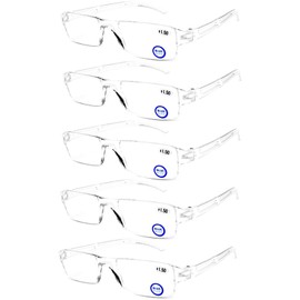 AQWANO Blue Light Blocking Computer Reading Glasses 5 Pack Clear Frame Rimless Readers Anti Glare Filter Lightweight for Women Men,3.0