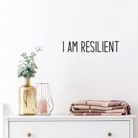 Vinyl Wall Art Decal - I Am Resilient - 4" x 20" - Modern Motivational Self-Esteem Quote Sticker for Home School Work Office Bedroom Closet Living Room Decor (Black)