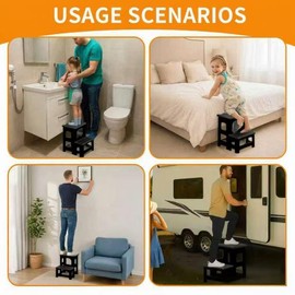 2 Step Stool Foldable, Non-Slip Steps, Folding Step Stool for Adults & Kids, Plastic Stool Pool Ladder, Collapsible Stools 2 Step Ladder for Kitchen Toilet Bedroom Office RV, Holds 330 lbs