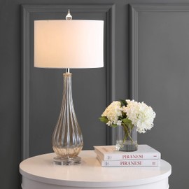 JONATHAN Y JYL2070A Dew Drop 32.75" Glass/Crystal LED Lamp Traditional for Bedroom, Living Room, Office, College Dorm, Coffee Table, Bookcase, Champagne