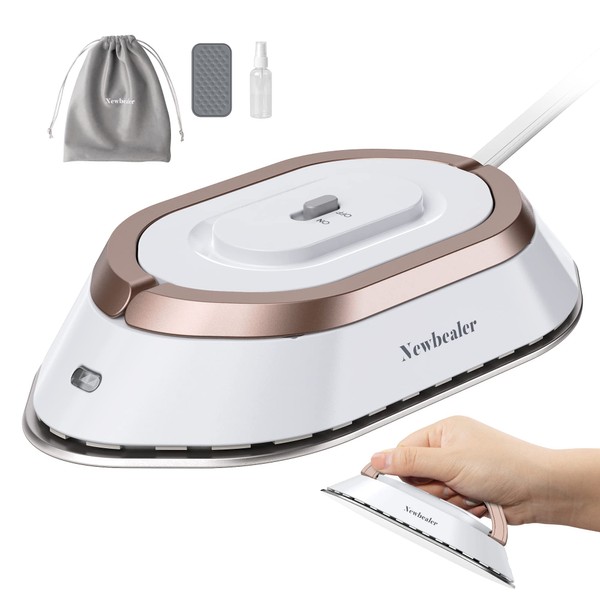 Newbealer Travel Iron with Dual Voltage - 220V/120V, Portable Mini Iron with Small Pouch for Global Travel, Quilting & Sewing
