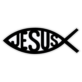 GT Graphics Jesus Fish Black - 5" Vinyl Sticker - for Car Laptop I-Pad - Waterproof Decal