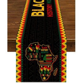 Nepnuser Black History Month Table Runner African American Heritage Festival Party Decoration February Black Freedom Home Kitchen Dining Room Decor (13" x 72")