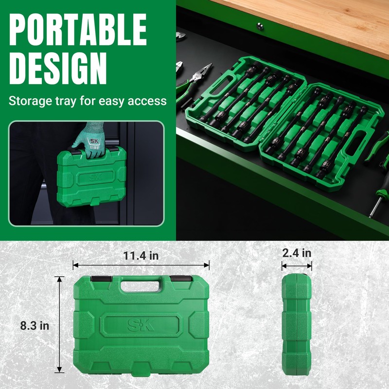 3/8'' Drive Pinless Universal Impact Extension Socket Set, CR-Mo Steel