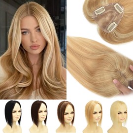 RICH BRIA Human Hair Toppers for Women with Thinning, Real Toppers for Womens Real Human Hair for Hairloss Greyhair