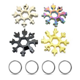 EULAPGOE Pack of 4 Snowflakes Multi-Tool, 18-in-1 Snowflake Tool, Snowflake Multi Tool, Stainless Steel Multitool Snowflake for Outdoor Travel, Camping and Adventure