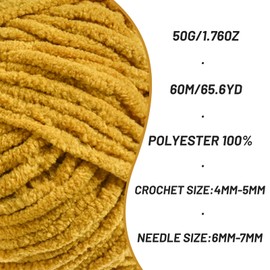 3 Pack Fluffy Velvet Yarn for Crocheting，Baby Blanket Yarn for Crocheting Soft，150g(196.8yds) Amigurumi Yarn，Plush Chenille Crochet Yarn，Puzzle Yarn for Crochet Weaving Craft (3 Turmeric)