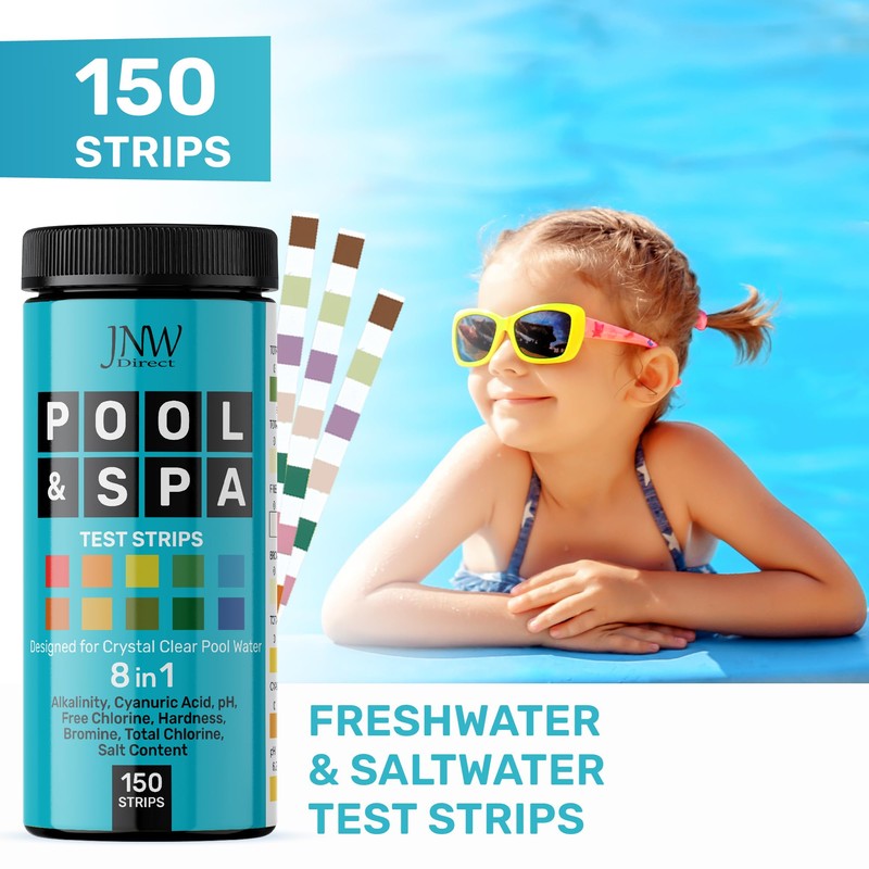 Pool Test Strips 8-in-1, 150 Quick and Accurate Pool and