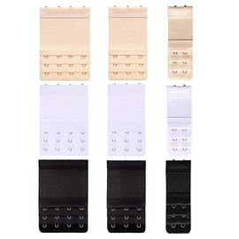 Guokoo Bra Extenders, Bra Strap Extender Set Bra Extenders 3 hooks 3 Rows x2 Hooks/3 Hooks/4 Hook White, Black, Skin Colour-9 Packs