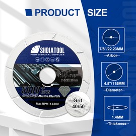 SHDIATOOL Diamond Cut-off Wheel 115mm,Metal Cutting Disc Abrasive Saw Blade 5000+ Cut for Steel Tube Iron Rebar Angle Steel Arbor 7/8-Inch on Angle Grinder